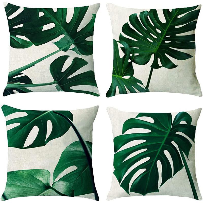 New Nordic Green Plant Printed Pillow Case Sofa Pillow Leaf Series Decorative Pillow Linen
