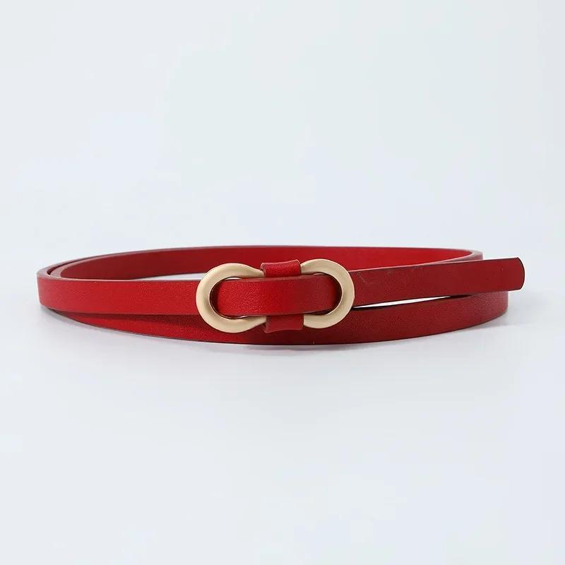 Multi-color Women Fashion Thin Belt Casual Decoration Dress Shirt 8-character Buckle Small Belts Solid Pu Leather Ladies Belts