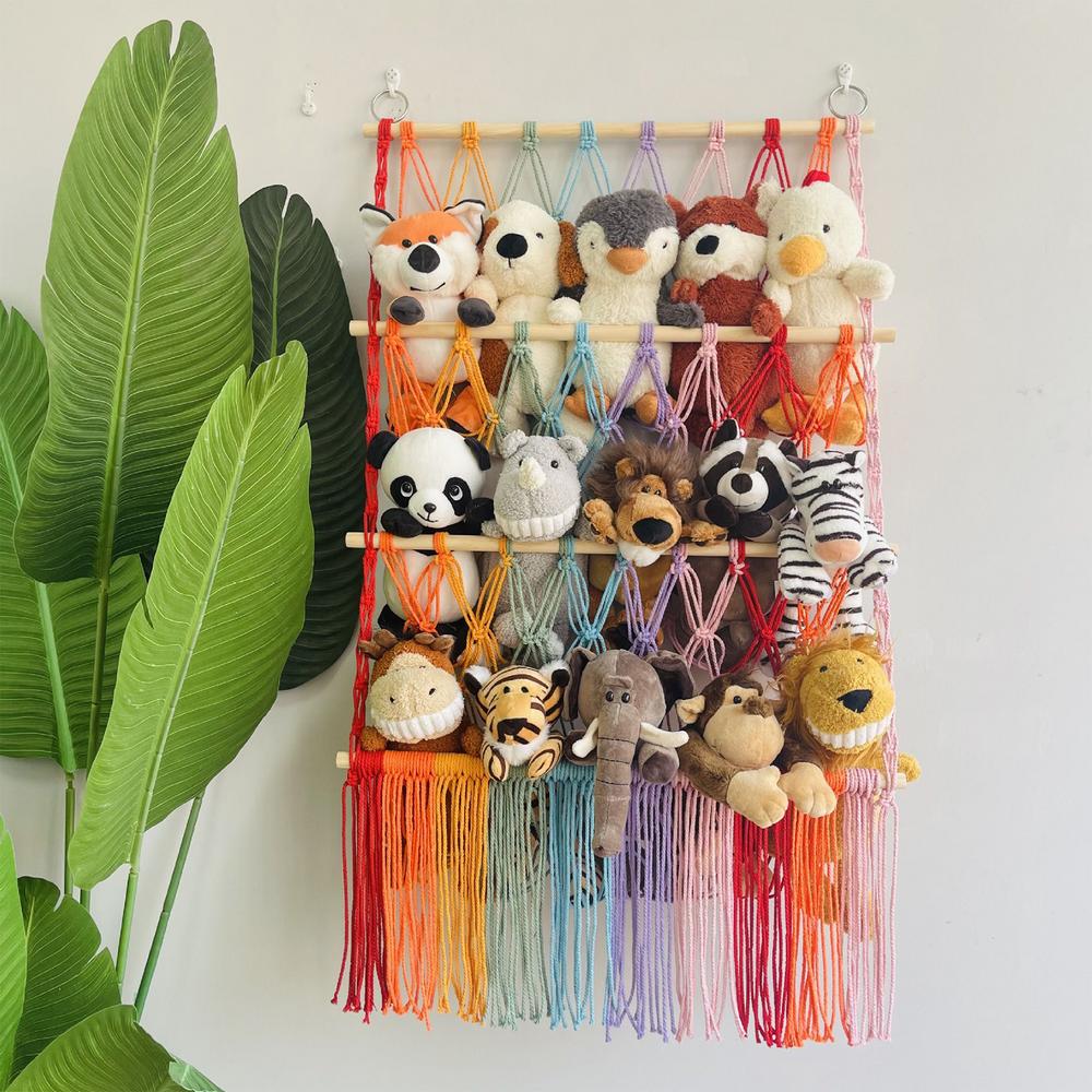 Stuffed Animal Storage Boho 3-Tier Stuffed Animal Hammock Corner Nursery Storage And Organization Products For Girls Bedroom