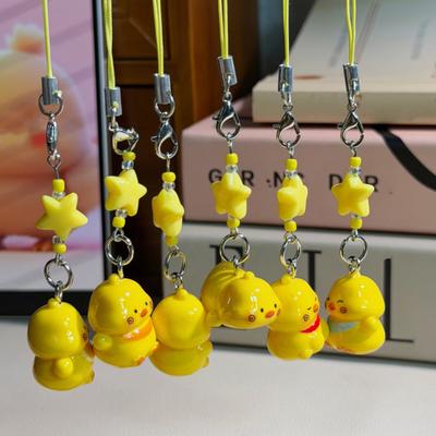 Keychain Pendant Resin Smooth Shiny Mini Size 3D Yellow Chicken Star Bead Design Keyring Bags Mobile Phone Lanyard