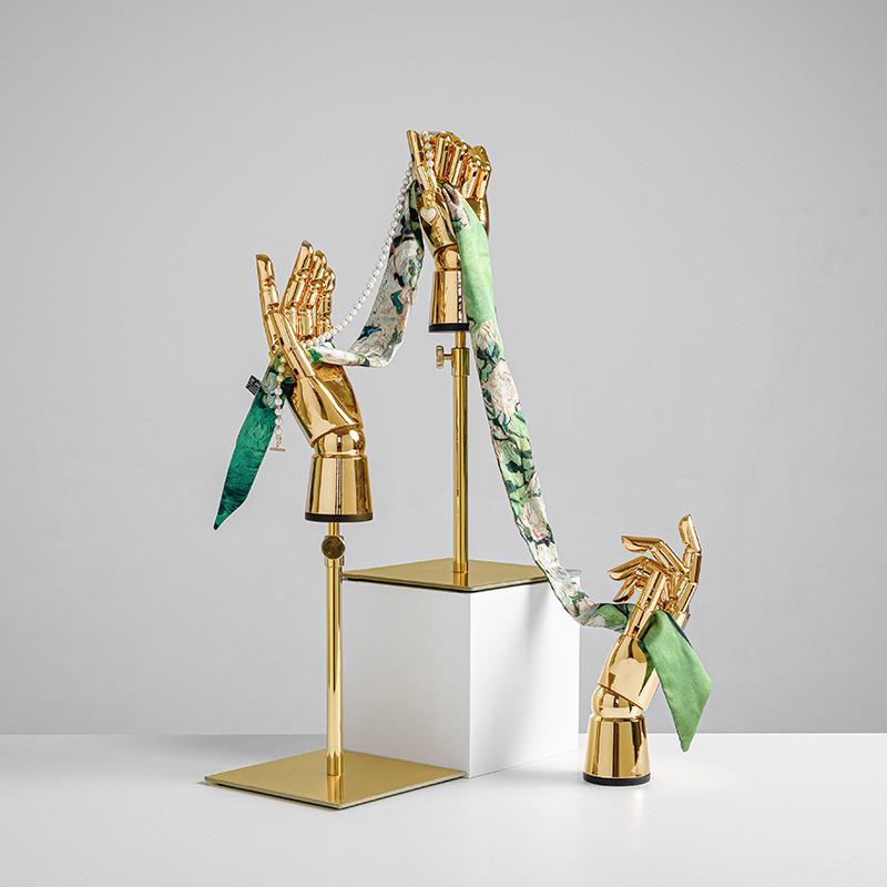 Electroplated Jewelry Display Stand: Mannequin Hand for Clothing Store Window, Glove Rack, and Ornament Display