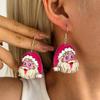 Pink Santa Claus Cartoon Earrings - Cute Acrylic Christmas Jewelry for Girls