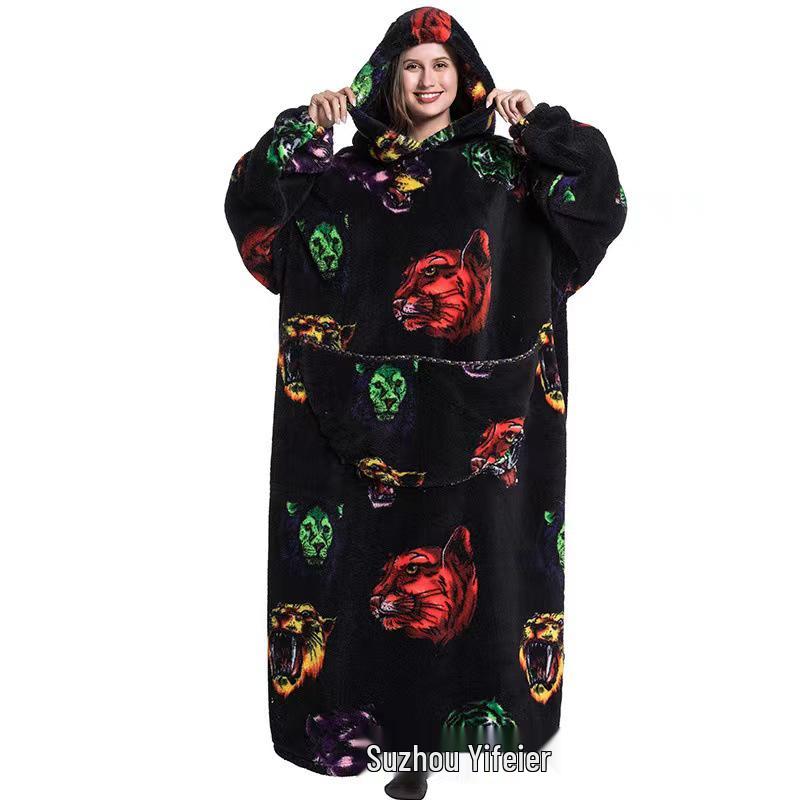 2023 Hooded Oversized Flannel Blanket Clothing for Men & Women – Extended Length for Warmth