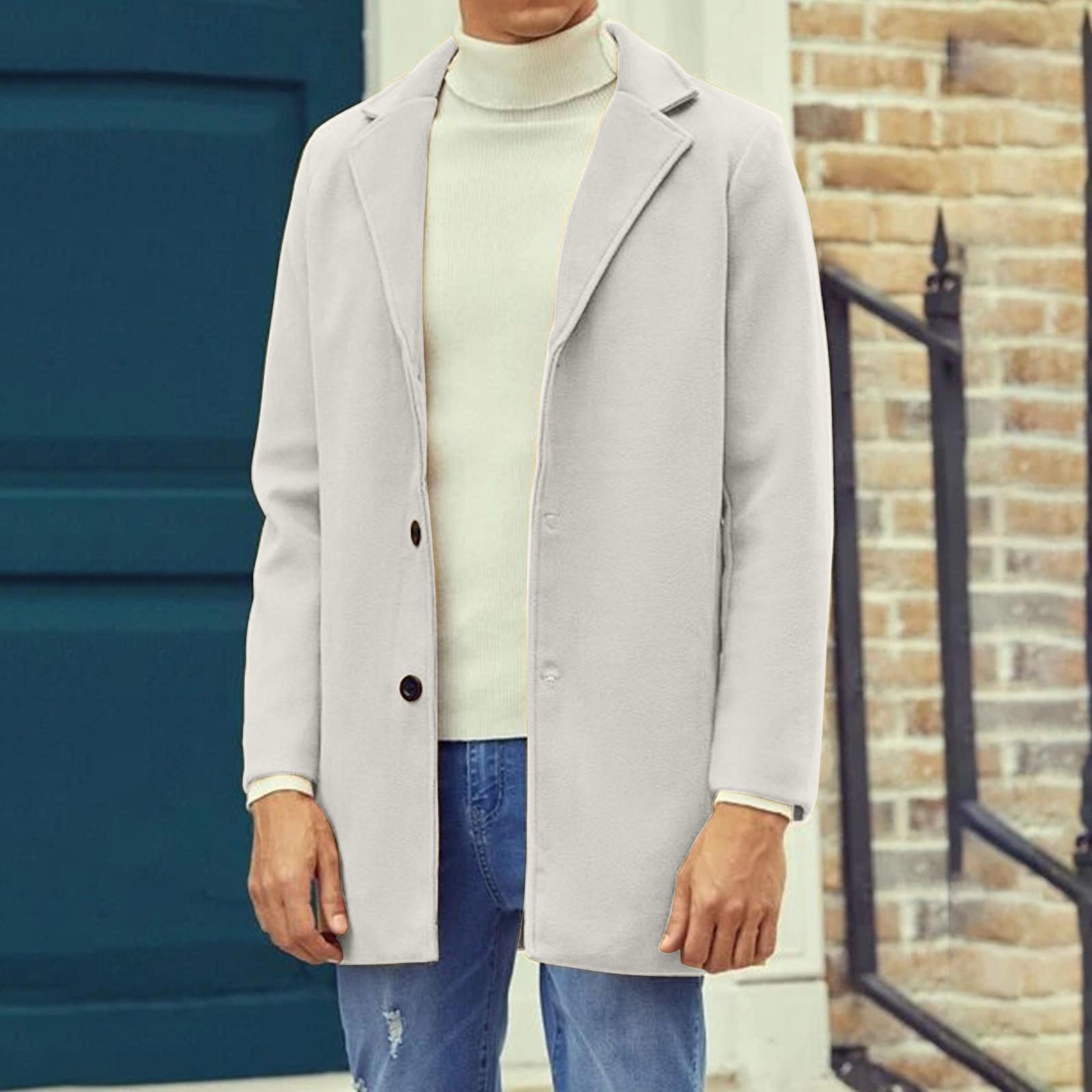 

Чоловічі модні осінньо-зимові однотонні топи, тонка куртка з поясом, модна вітрівка великого розміру XL білий