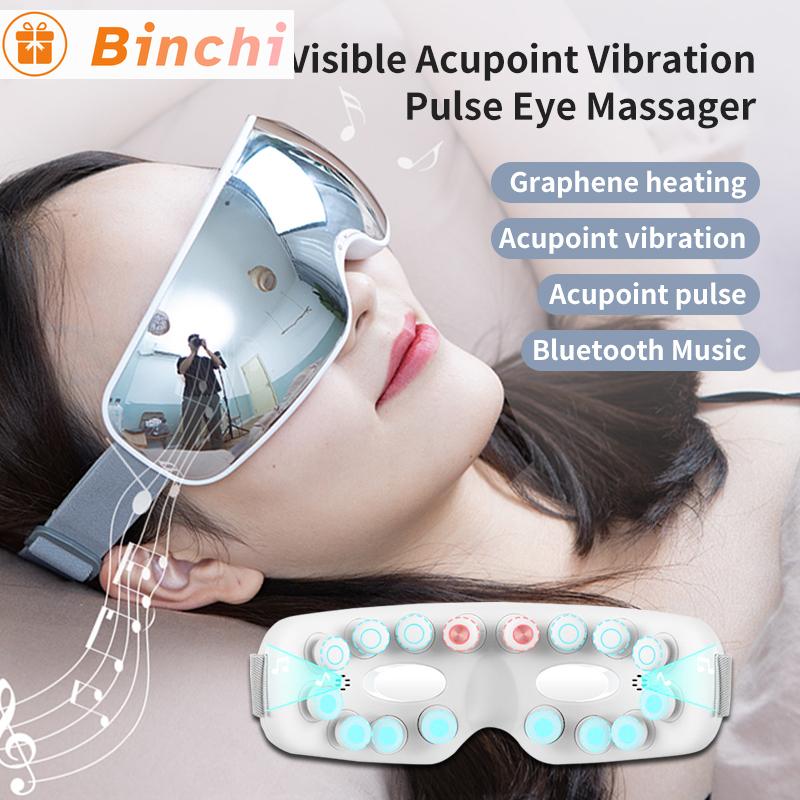 Eye Massager Acupoint Vibration Pulse Hot Compress Eye Care With Bluetooth Music Relieve Fatigue Visible Eye beauty instrument