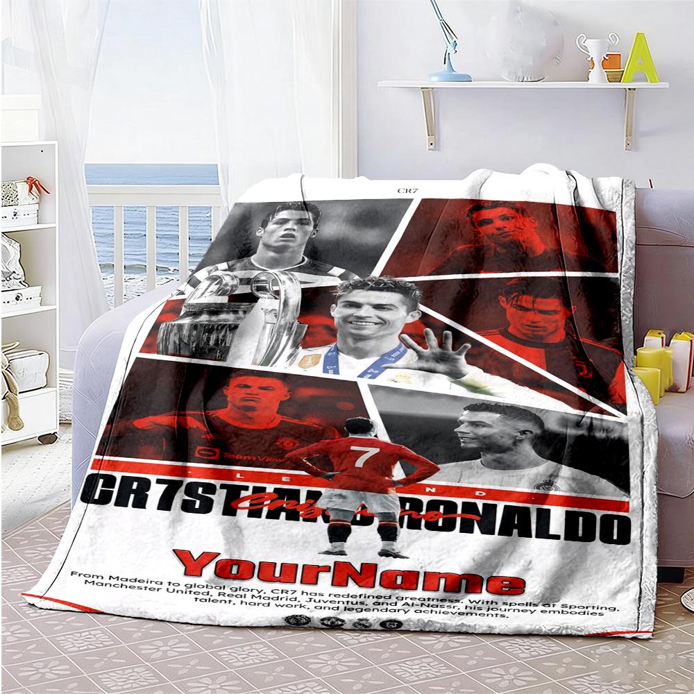 Cristiano Ronaldo 24 Customize Text Blanket Gift Customizable Blanket Warmthful Decor Perfect for Bed Office Home Decor Bedding