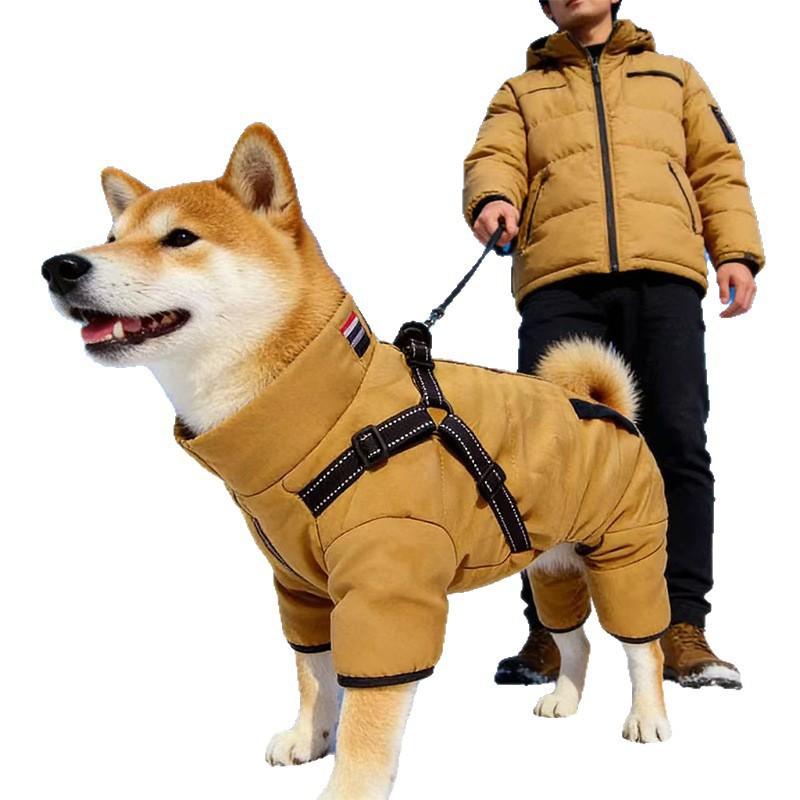 Warm Thick Cotton Dog Coat Winter Fall Reflective Safety Vest Style Hoodie Small To Large Breeds