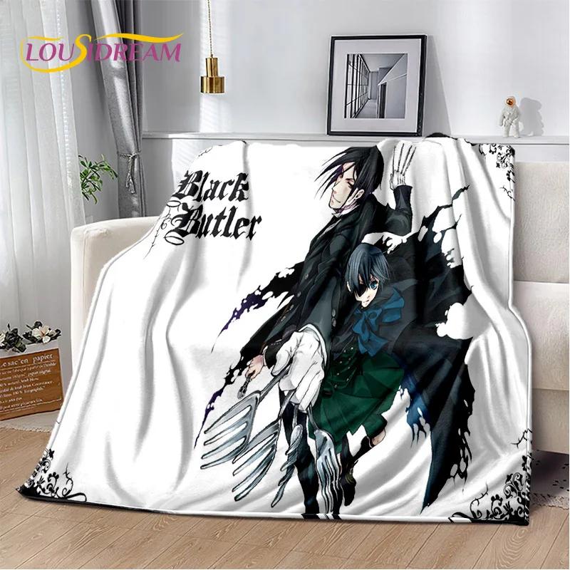 Cartoon Black Butler Anime 3D-Decke, weiche Überwurfdecke für Zuhause, Schlafzimmer, Bett, Sofa, Picknick, Reisen, Büro, Ruhebezug, Decke für Kinder