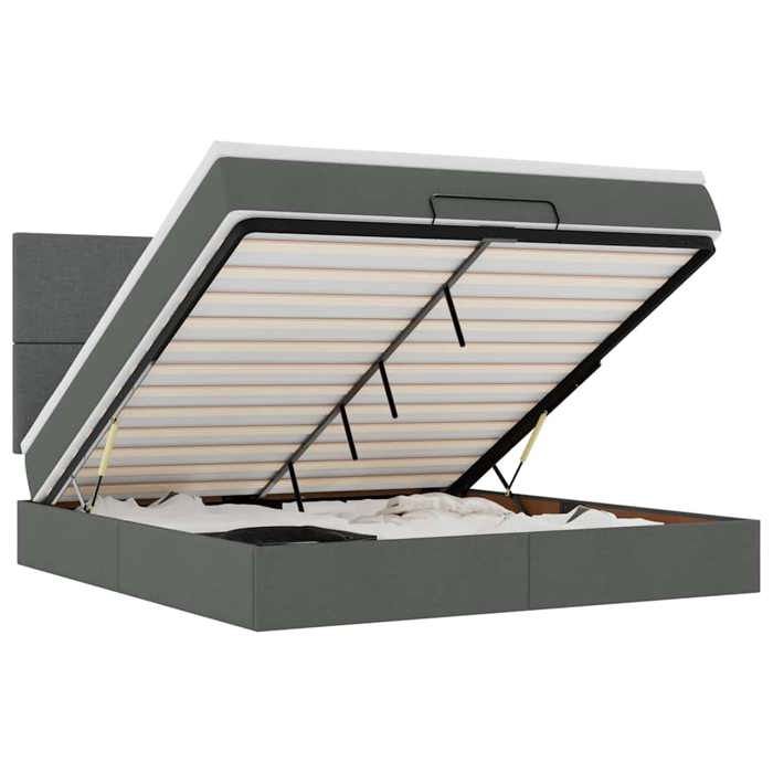 VidaXL Ottoman Bed Frame with Mattress Dark Grey 180x200 Cm Fabric 3313942