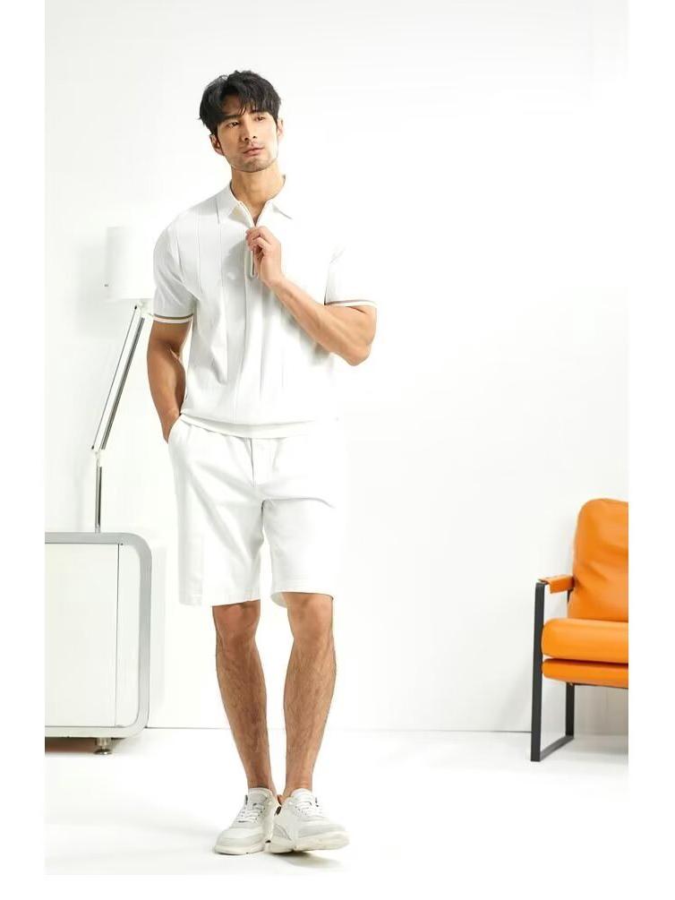 New Arrival Men's Summer Ice Silk Breathable Anti-Wrinkle Light Business Casual Lapel Short-Sleeve Polo Shirt