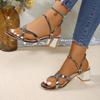 Fashion Women High Heels Sandals Fashion Narrow Band Square Toe Women Sandals New Designer High Heels Ankle Buckle Strap Ladies Shoes