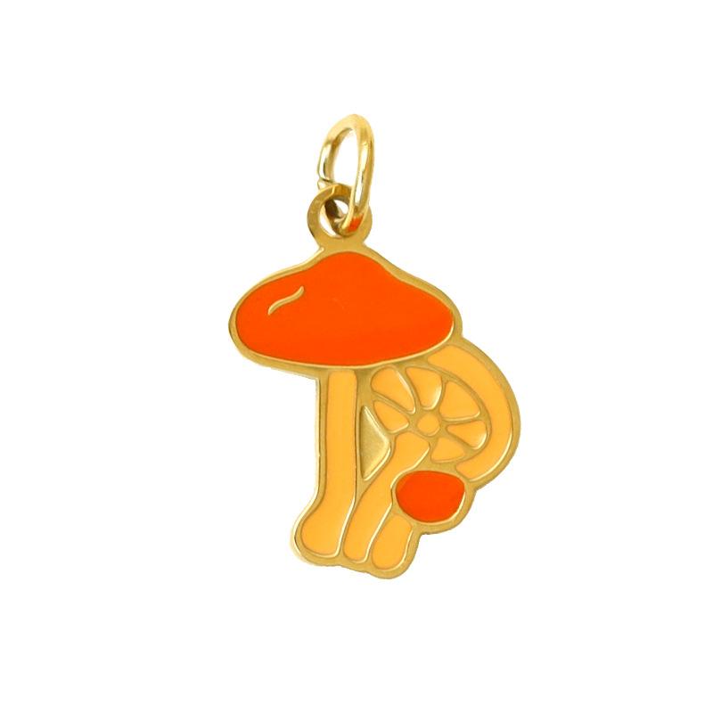 Summer On The New National Tide Does Not Fade Niche Dripping Oil Colored Mushroom Necklace Accessories Diy Design Pendant Female