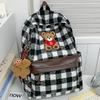 Schoolbag Japanese INS Style Retro Checkered Backpack for Women, Korean Style High School and Junior High School Backpack, Large Capacity Casual