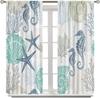 Coastal Window Curtains Nautical Beach Beach Sea Starfish Seashell Curtain for Living Room   Bedroom 2 Panels Set   42W x 45L inch