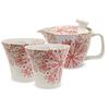 Kunzan Kiln Teapot Hasami Made In Japan and Pair of Stylish Tea 240cc and for 1 To 2 Includes Tea Flower Center Red J-kitchens Set, Ware, (Teapot