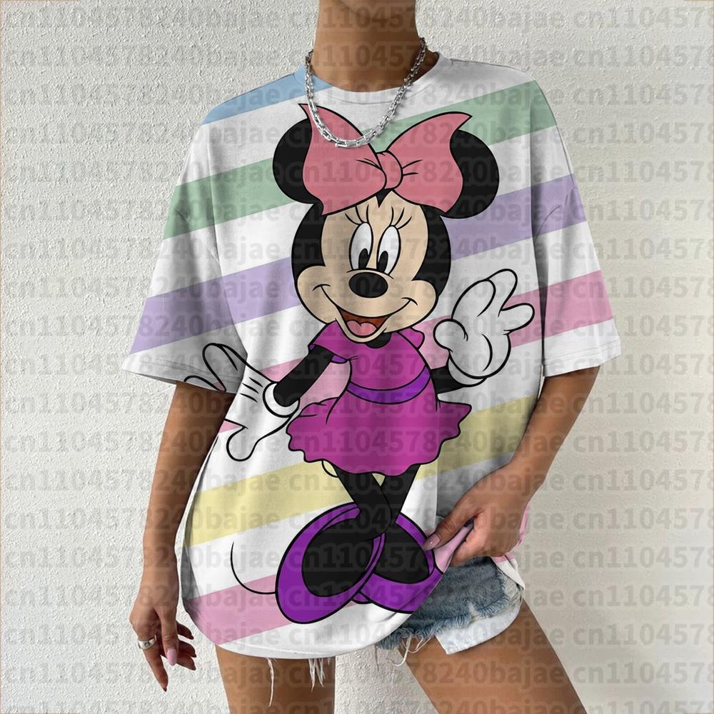 Summer  T Shirt Women  Mickey Mouse Print Female Clothes Top O-neck Ladies  Fashion Streetwear Hip-hop Shirt