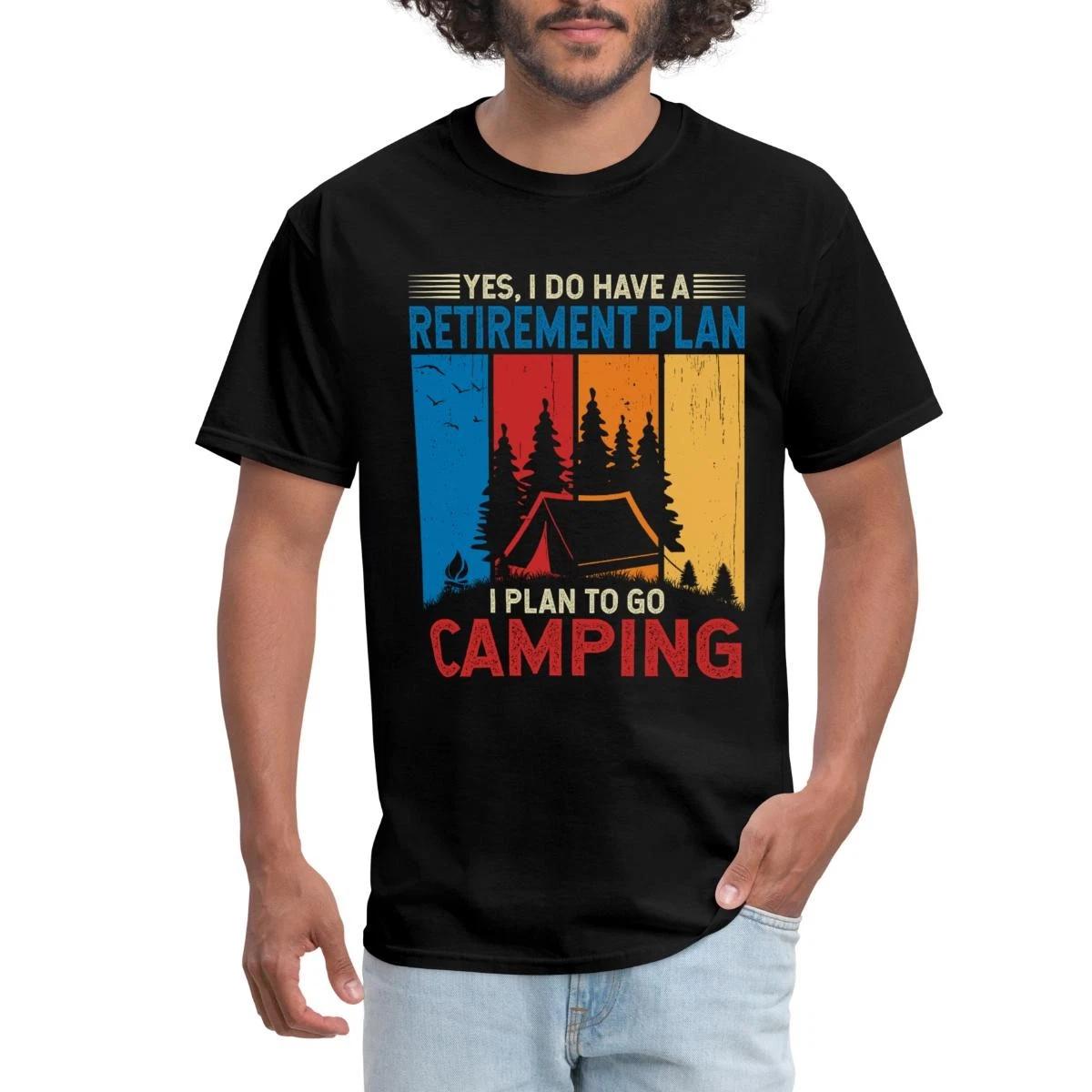 Retirement Plan Camping With Tent Silhouette Retro Men s T-Shirt XXXXL