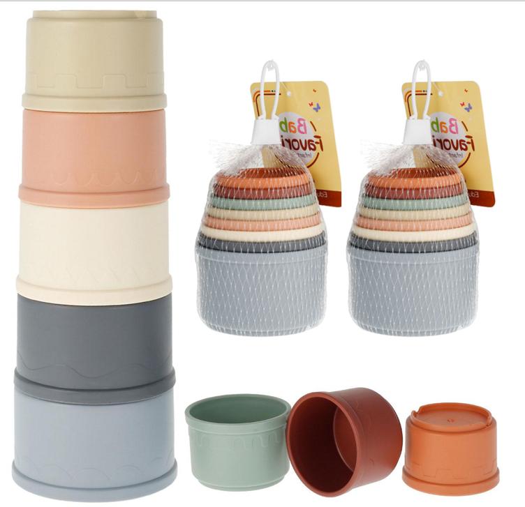 Stacking Cup Toys For Babies Nesting Cups Color And Size Recognition Baby Toy Smooth Edge Colourful Rabbit Stacking Cups Set