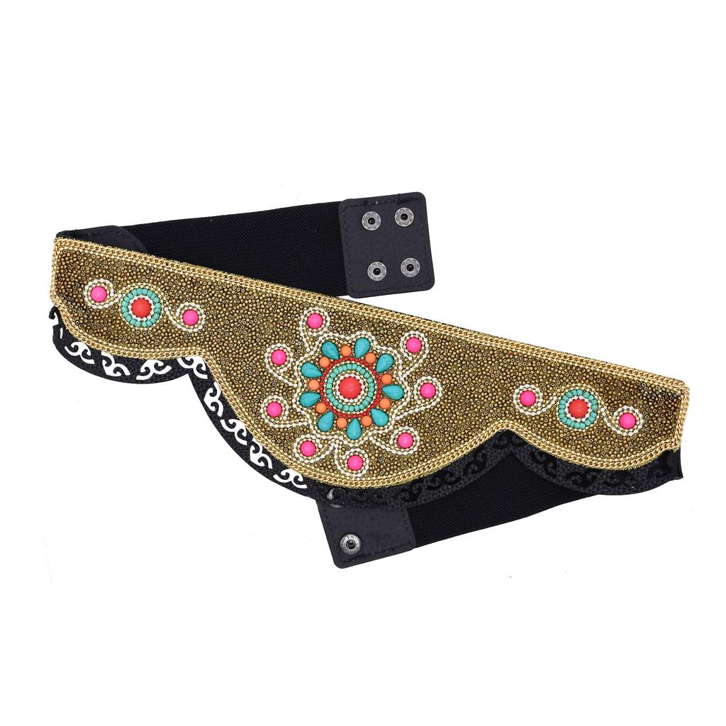 Bohemian Multicolored Beaded Belt Handwoven Adjustable Waistband For Women Ethnic Style Festival Accessory