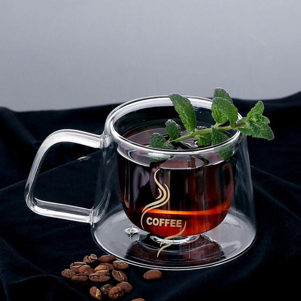 200ml Coffee Mug Transparent Espresso Cup Wine Mug Double Wall Glass Cocktail Vodka