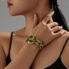 Boho Chic Enamel Flower Bracelet Elegant Open Cuff Bracelet Geometric Metal Bangle  Vacations