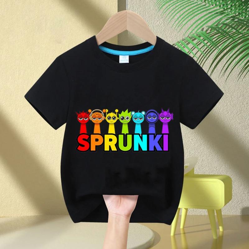 2026 Summer Short-sleeved Sprunki Cute Fashion Top Boys Girls Comfortable Round Neck Pure Cotton T-shirt Children's Sprunki Gift