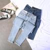 High-Waisted Plus-Size Slim Fit Light Denim Women's Pencil Pants - 2021 Spring/Autumn Collection