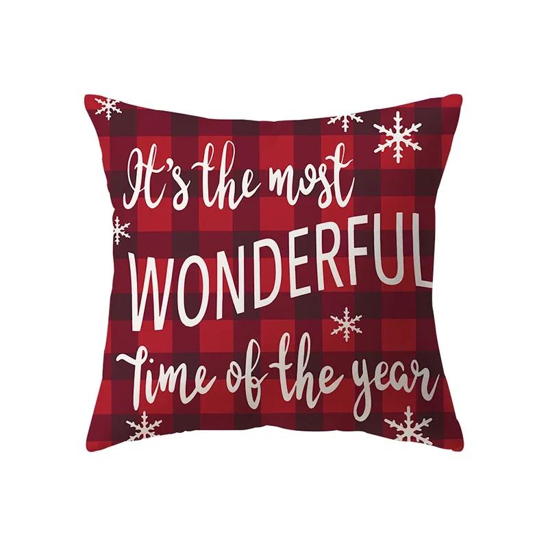 

Merry Christmas Decorative Print Pattern Cushion Cover Home Living Room Sofa Decoration Square Polyester Pillow 12x12Inch