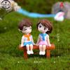 2pcs/set DIY Micro Landscape Decor Terrarium Action Figures Mini Stool Lovers Couple Animals House Tree Fairy Garden Miniatures