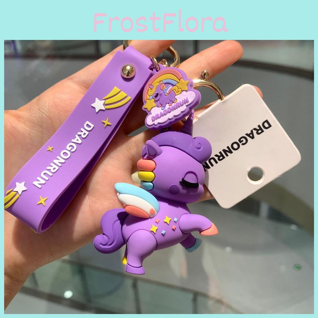 Adorable Unicorn Keychain Cartoon Style Cute Gift Bag Charm For Couples In Pink Metal