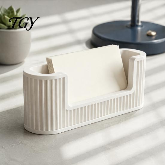 Sloping Opening Card Display Modern Minimalist Business Holder, Vertical Stripes Simple Style Organizer, Stand 3D Printing Storage Case for