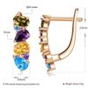 Rainbow Cubic Zirconia Clip Earring Champagne Gold Silver Color Multicolor Round Earrings for Women Wedding Jewelry Accessory