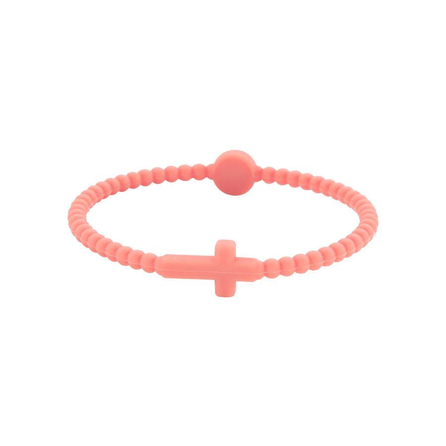 1/5pc Jesus Bracelets - Cross & Macaron-colored Beaded Silicone Bracelets Gifts for Women Men Girls Boys Kids Aldult
