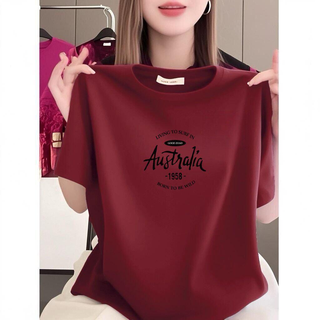High-end Women's Letter Print Short Sleeve Round Neck Loose Slimming Casual T-shirt