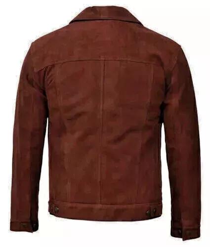 Brown Men Pure Soft Suede Handmade Leather Shirt Stylish Formal Casual Designer
