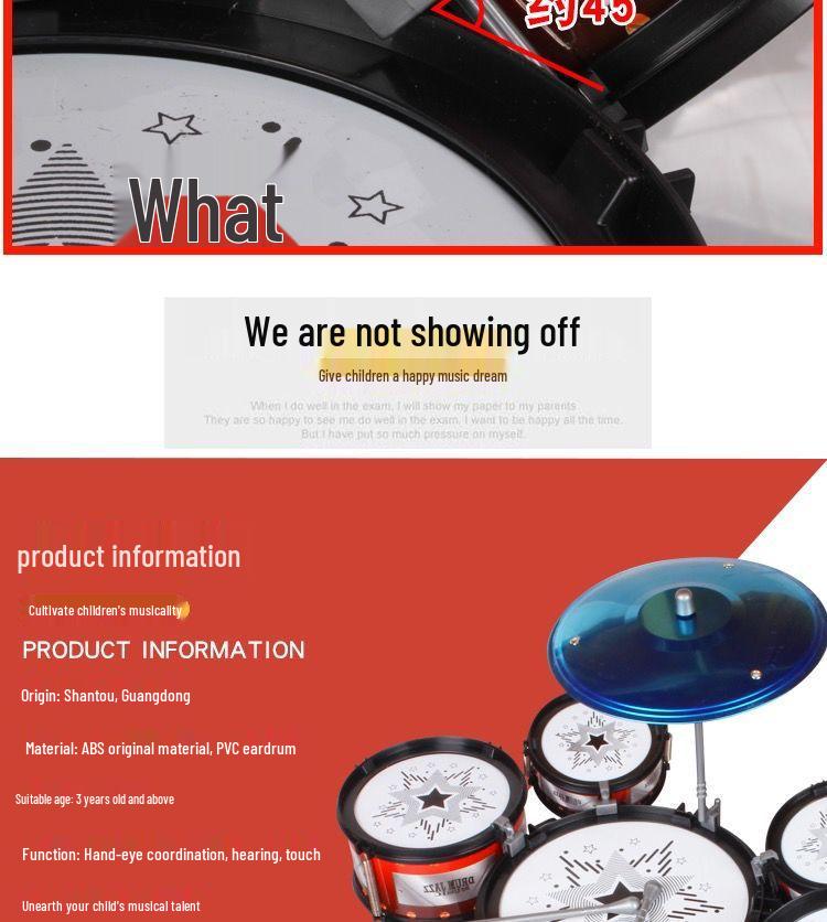 Children's Beginner Jazz Drum & Ukulele Set (Ages 2-6)