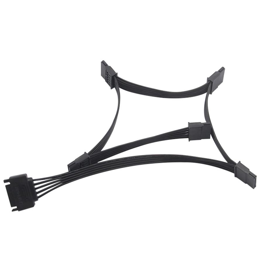 5Pcs 15 Pin 1X Male To 5X Female SATA Hard Drive Splitter Cable Adapter Computer