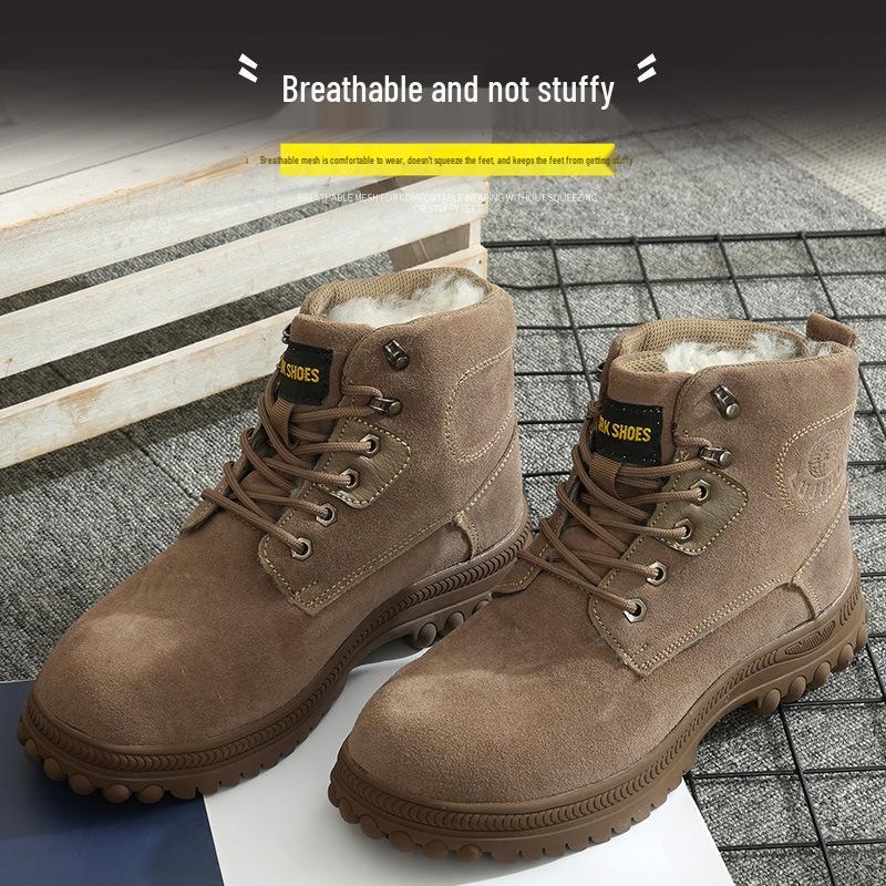 Unisex Winter Work Shoes: Pure Wool, Velvet-Lined, Anti-Smash, Anti-Puncture, Heat-Resistant for Construction