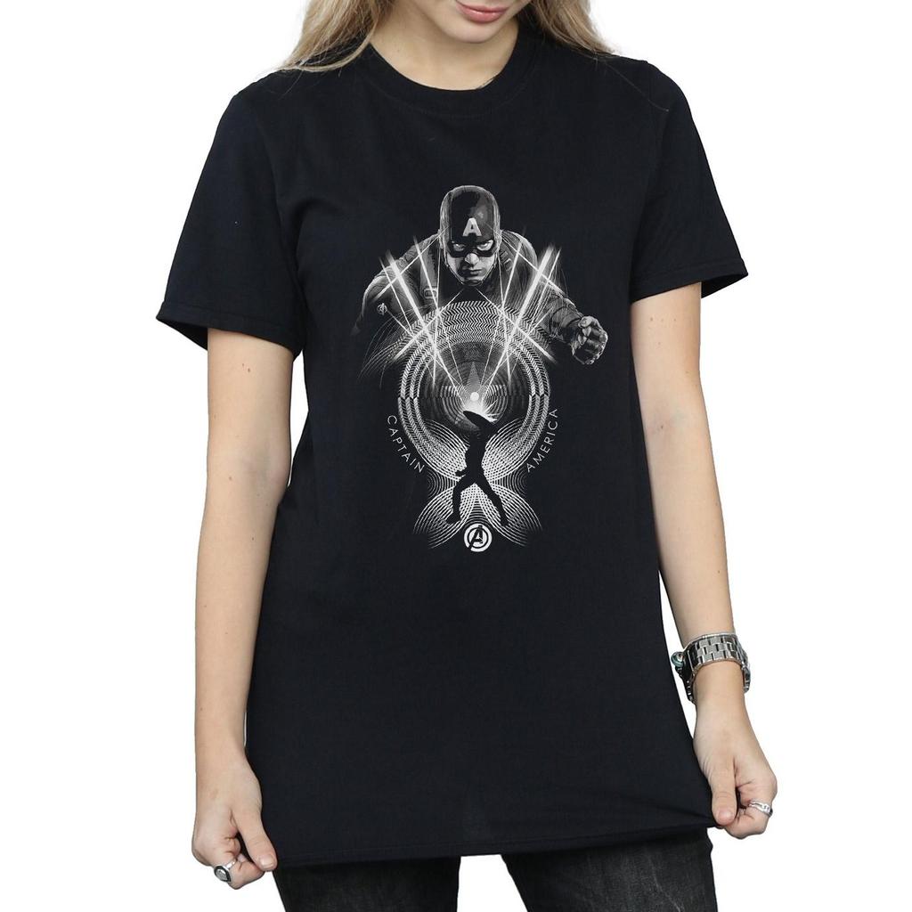 Marvel Womens/Ladies Captain America Circle Cotton Boyfriend T-Shirt