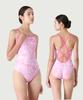 Jeteseu Women'S Power Shield Cross Deep Teardrop Back One-Piece Swimsuit Scribble Pink L9A6056
