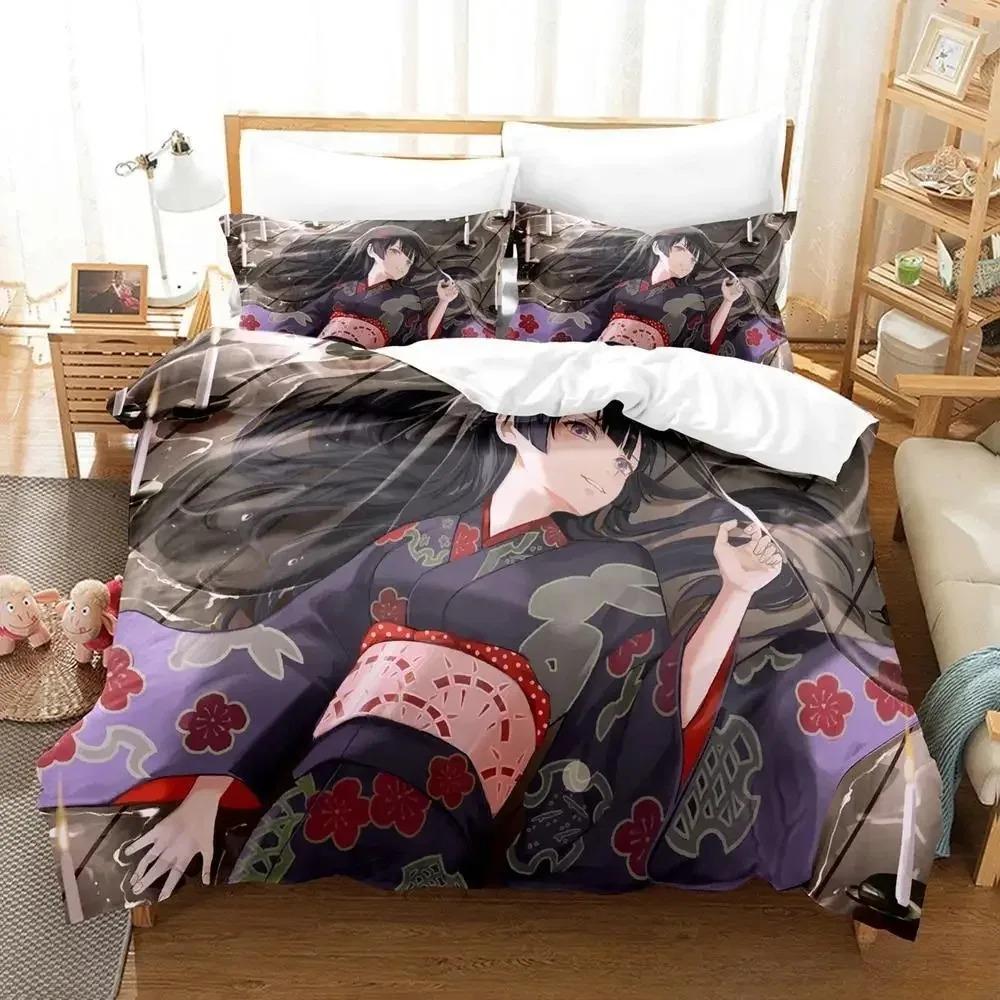 New Virtual Youtuber Tsukino Mito Bedding Set Cartoon Anime Three-piece Set Adult Kid Bedroom Duvet Cover Sets 3D Kawaii Girls