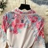 French Style Retro Elegant Shirt Dress Women Single-breasted Flower Print Long Party Dress Female Casual Chic Festival Clothing New