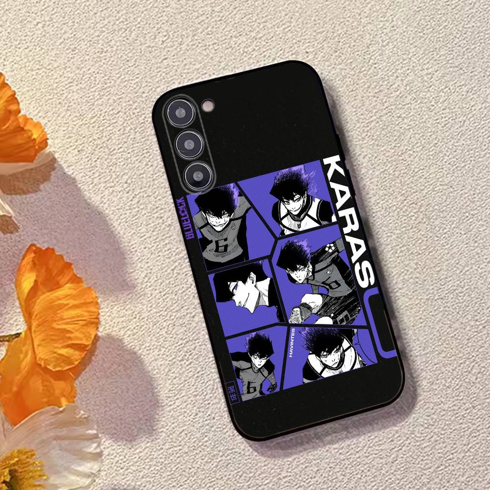 Anime B-Blue L-Lock Phone Case For Samsung Galaxy A73,A72,A71,A70,A53,A52,A51,Soft Silicone Black Cover