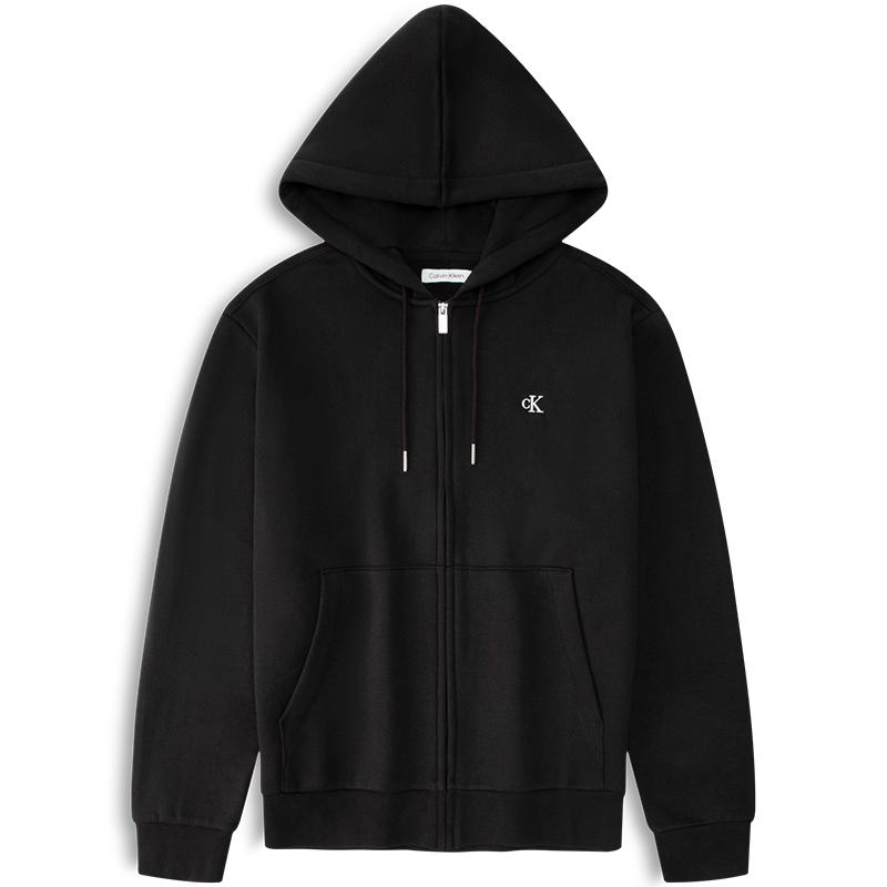 Calvin Klein FW23 Толстовка с капюшоном из флиса с вышитыми буквами на молнии мужская толстовка с капюшоном цвет космический черный 40QM434-BAE M 9983₽