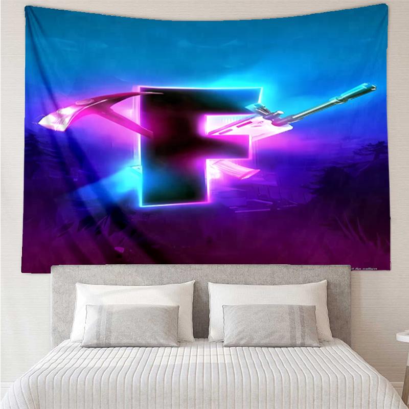 F-Fortnite game Tapestry for Bedroom Aesthetic Classroom Tapestries Wall Hanging for Living Room Dorm Office,Ideal Creative Gift