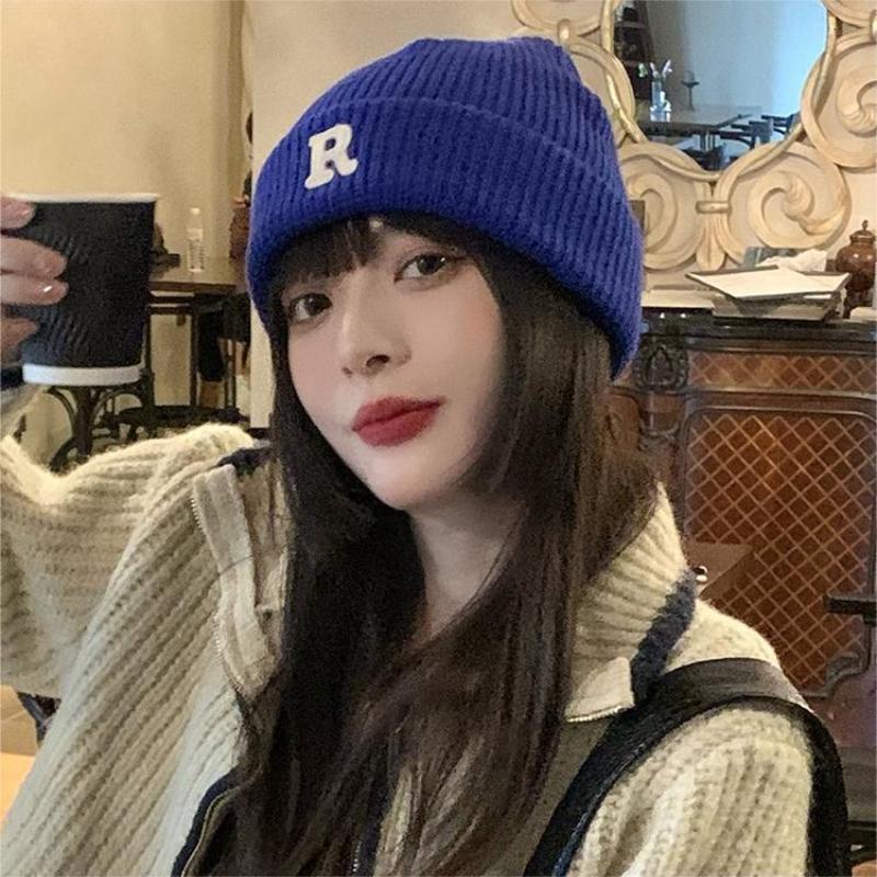 Winter Warm Beanie Hat for Men Women,Warm Stretchy Skull Cap with Letter Printed,Thick Knitted Cuffed Skullcaps for Cold Weather