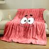 A simple pink background with a smiling cartoon face and wide eyes. for all seasons blanket lunch break throw gift