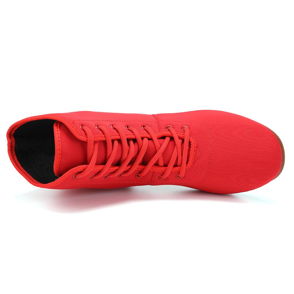 Damen Ballroom Tanz Stiefelette Oxford Stoff Außensohle Übung Wettbewerb Modernes Tanzschuh Gummisohle 3,5CM