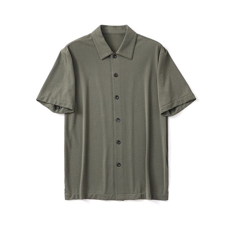 Young Seersucker Shirt Men's Short-Sleeved Summer Outdoor Lightweight Quick-Drying Ice Silk Cool Feeling Outwear Export Men's Shirt