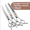Fenice Japanese Steel 7 Inch Professional Pet Dogs Grooming Scissors Kit Straight&Curved &Thinner&Chunker&Fluffy Shear Scissors